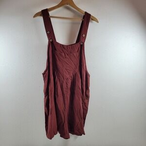 NWT Caracilia Romper Women L Rust Linen Blend Sleeveless Overall Shorts Jumpsuit